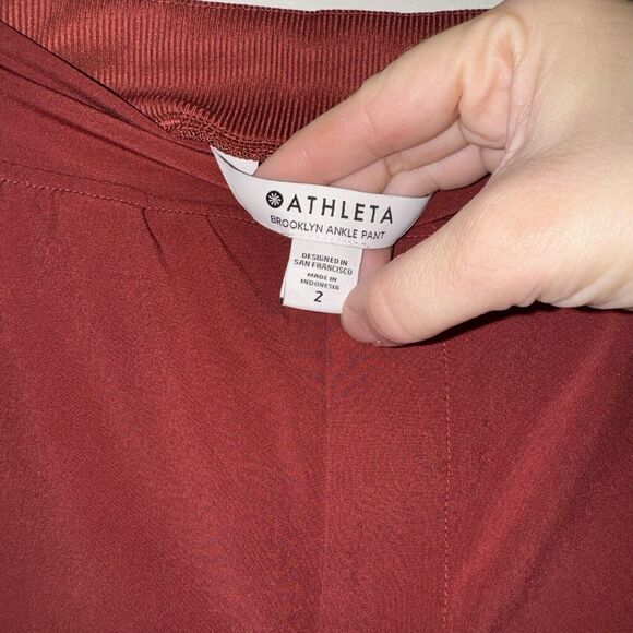 Athleta Brooklyn Ankle Pant Women's Size 2 Red Pull On Pockets Workwear Stretch - Picture 3 of 8